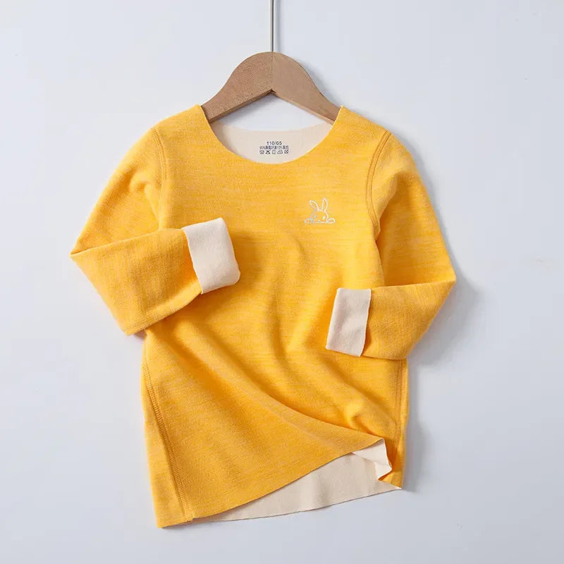 Children's T-shirt Winter Fleece Warm Long Sleeve Underwear for Boys Soft Cozy Home Girls Tops 13 14 15 Years Teens Kids Clothes