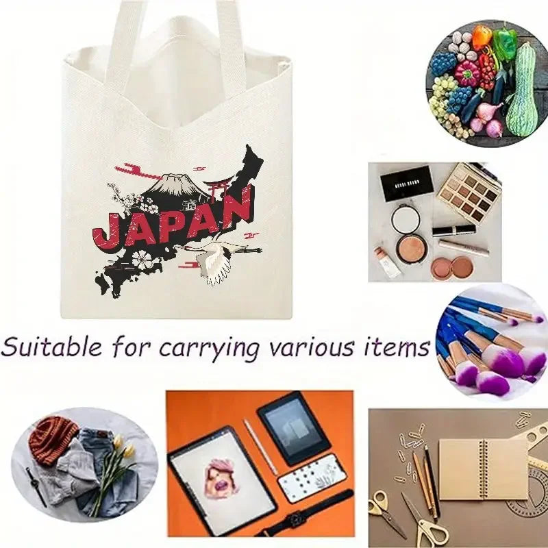 Canvas Tote Bag with Floral Book Reusable Shopping Bag Everyday Carryall for Books, Travel Gift for Readers and Plant Lovers