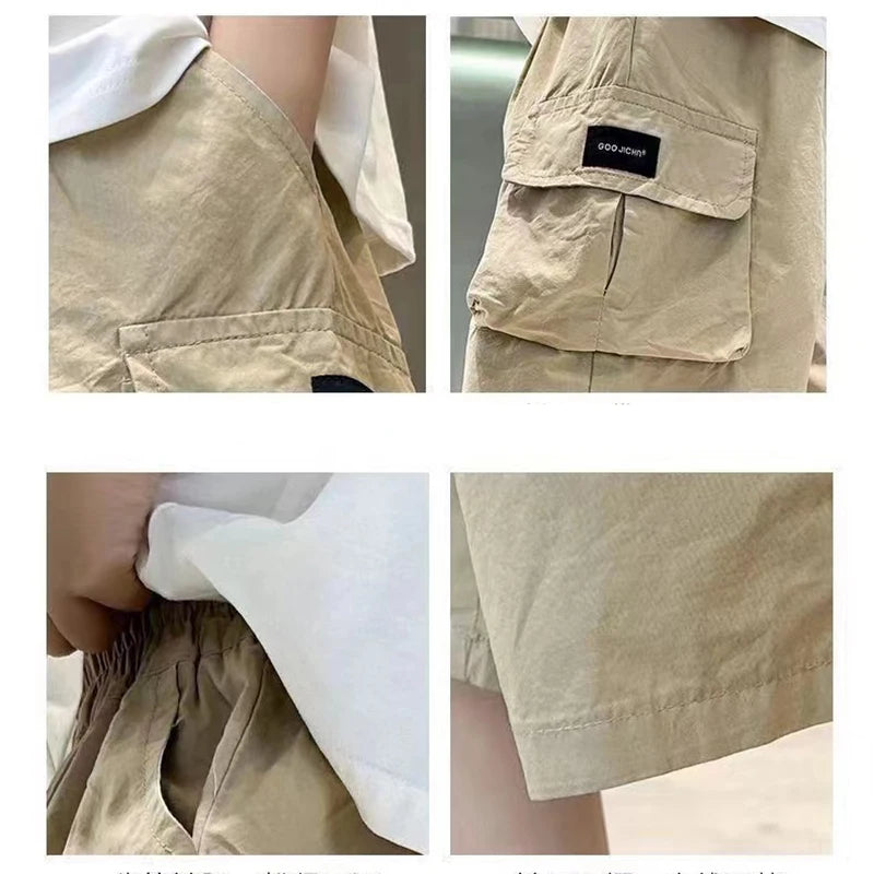 New Summer Teenage Short Boys Pants 3-14 Years Old Big Pocket Trousers For Kids Children Birthday Present