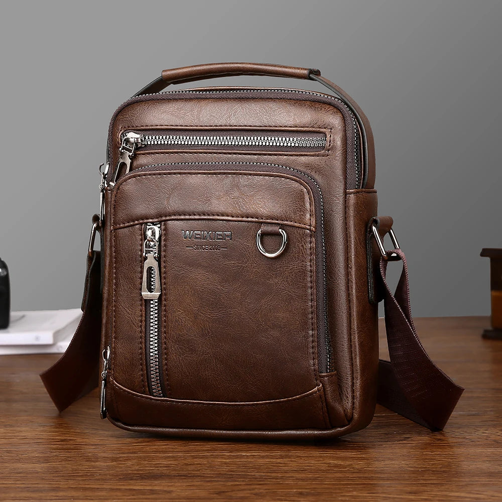 Brand Men Shoulder Bag for 9.7"iPad Men PU Leather Men Crossbody Bags Business Male Solid Messenger Bag Travel Bag Men's Handbag