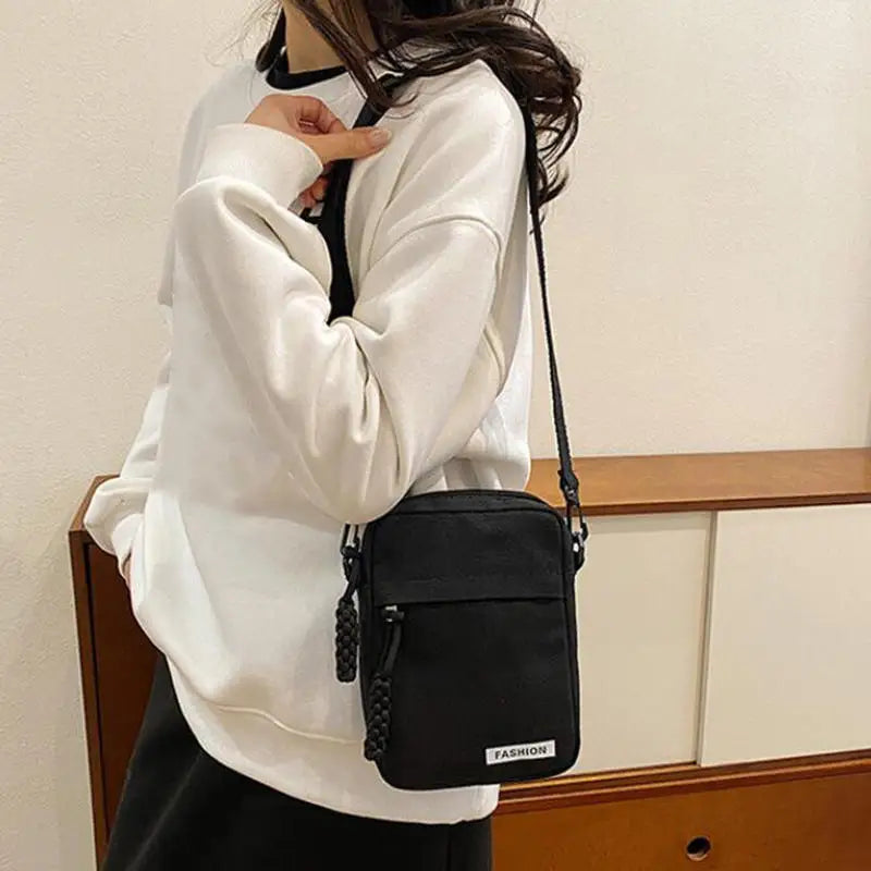 Mini Canvas Phone Bag Fashionable Lightweight Vertical Style Crossbody Women's Versatile Shoulder Bag Daily Small Square Bags