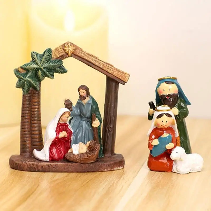 Handcraft Resin Nativity Scene Figurine Holy Family Statue Perfect For Christmas Home Decors And Religious Celebration