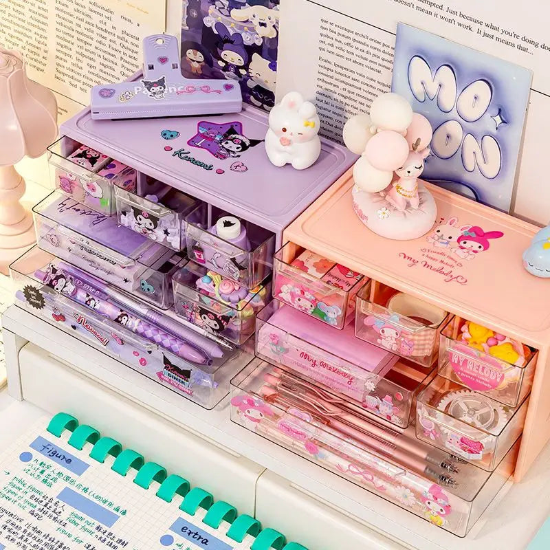 Sanrio Kuromi Cinnamoroll Kuromi sweet and cute student desktop girl storage box compartment drawer storage box peripheral gifts