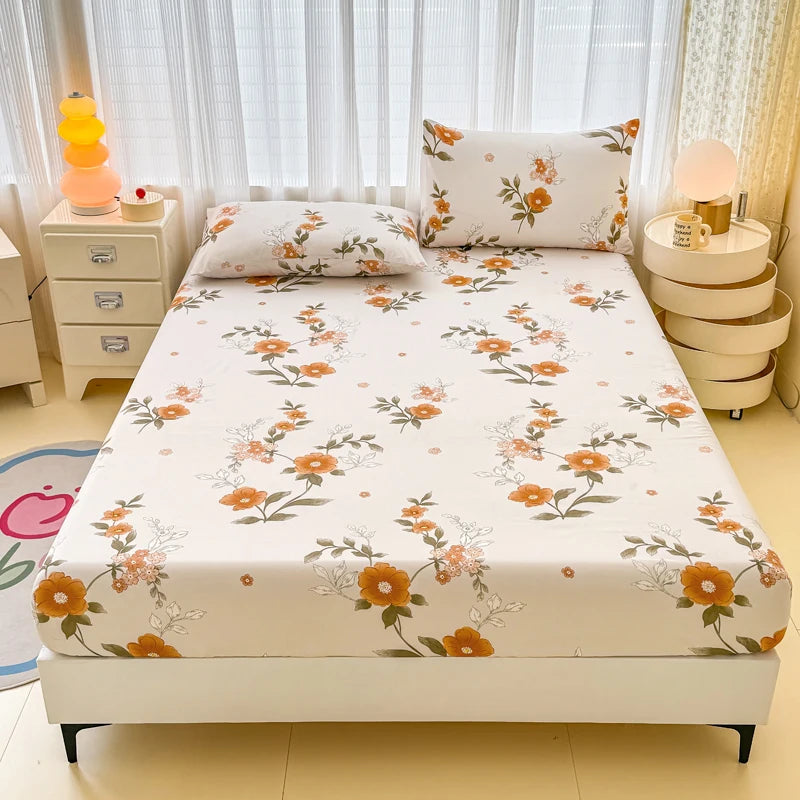 Skin-friendly Fitted Sheet and Pillowcase Cartoon Style Bed Cover Home Bed Linen Single/Twin/Queen/King Size Bedsheet sabanas