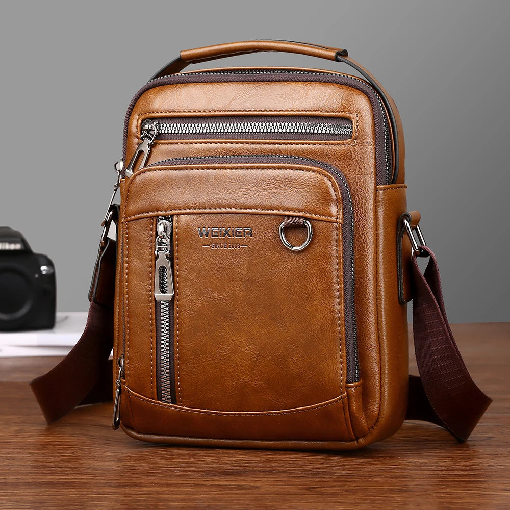 Brand Men Shoulder Bag for 9.7"iPad Men PU Leather Men Crossbody Bags Business Male Solid Messenger Bag Travel Bag Men's Handbag