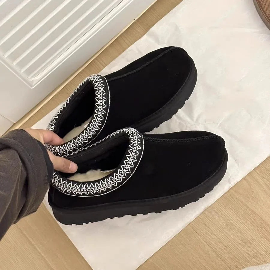 New Women Winter Snow Boots Classic Fur Plush Ankle Snow Boots Outdoor Antiskid Short Boot Warm Fuzzy Home Cotton Shoes