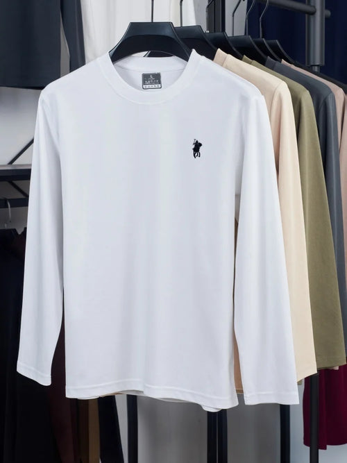 2025 Autumn Hot Selling New Designer Brand Original Crown Embroidered Long Sleeve Men' Casual Comfortable Round Neck T-shirt Top