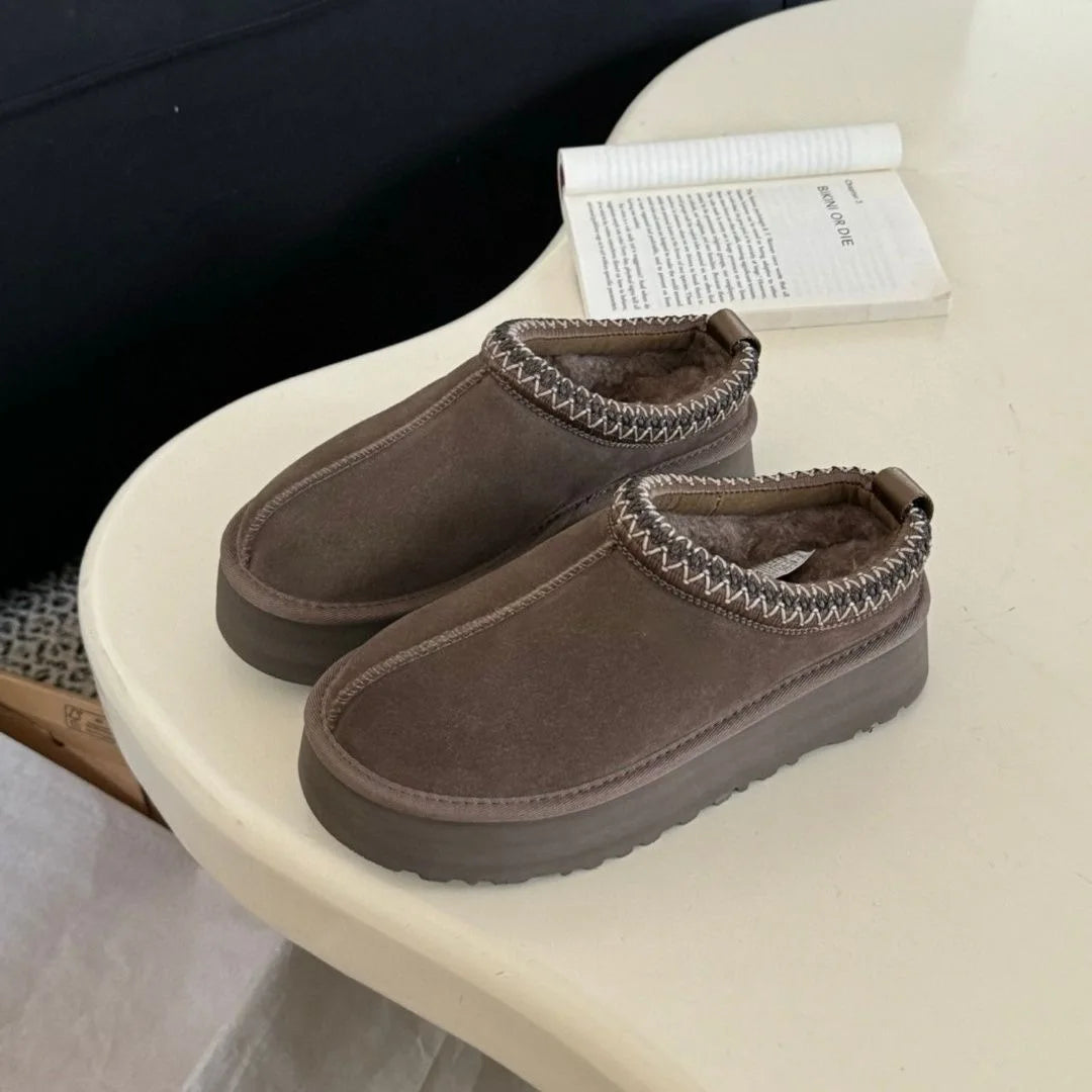 New Women Winter Snow Boots Classic Fur Plush Ankle Snow Boots Outdoor Antiskid Short Boot Warm Fuzzy Home Cotton Shoes