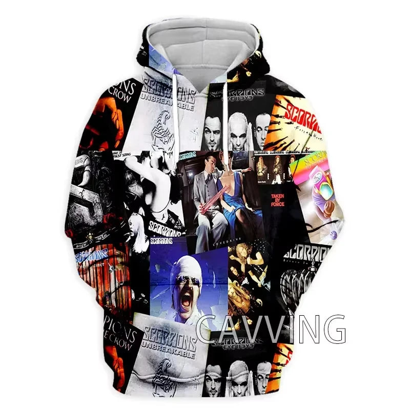 New Rock Hoodie Sweatshirt Scorpions Band 3d Print Hoodie Men Fashion Plus Size Tracksuit Women Sweat Men Clothes Teen Coat New