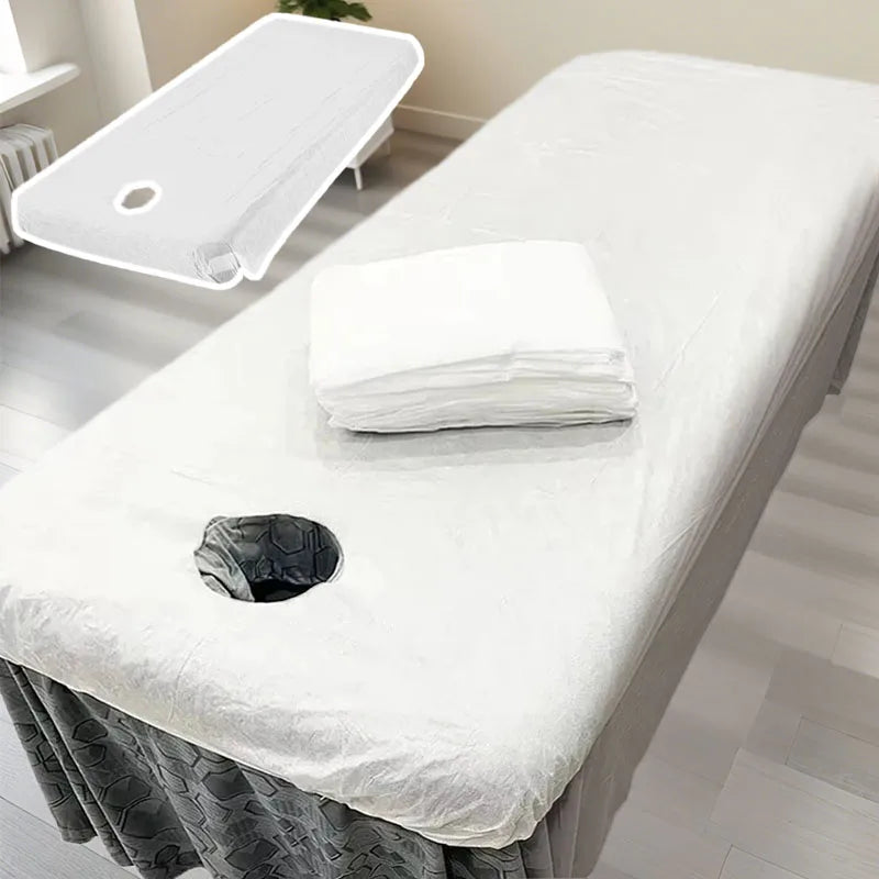 20PCS Disposable Bed Cover for Beauty Salon Open Hole Spa Massage Soft Bed Sheets Non-woven Fabric Breathable Elastic Bedspread