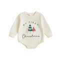 Christmas Infant Baby Rompers Cute Long Sleeve Round Neck Letter Tree Print Jumpsuit