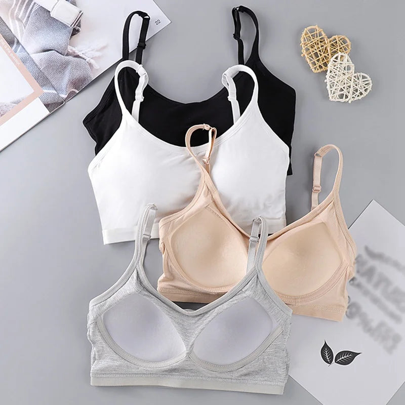 Teen Girls Cotton Tube Top Underwear Student Girl Bra No Steel Ring Thin Bra Sports Underwear Vest Teen Underwear Training Bra