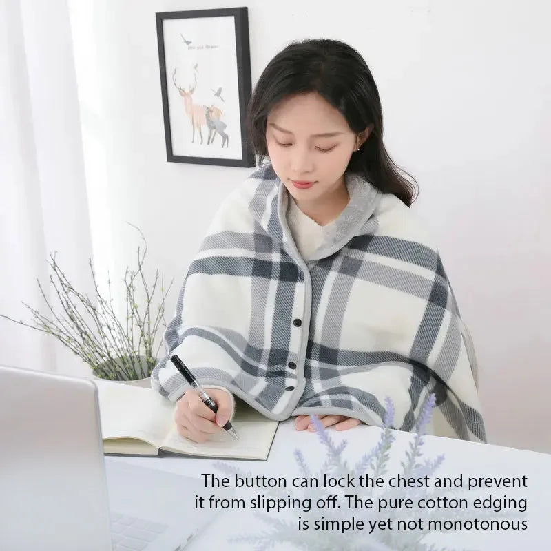 Buckled Shawl Blanket Winter Warm Wearable Blanket Office Dormitory Nap Shawl Blankets Soft Casual Travel Camping Scarf Wrap Rug