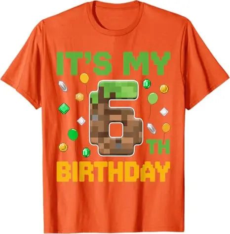 Birthday-Boy It's My 6th Birthday Gamer Pixel Number Six T-Shirt Fashion Sons Nephew Grandson B-day Gift Video Game Saying Tee