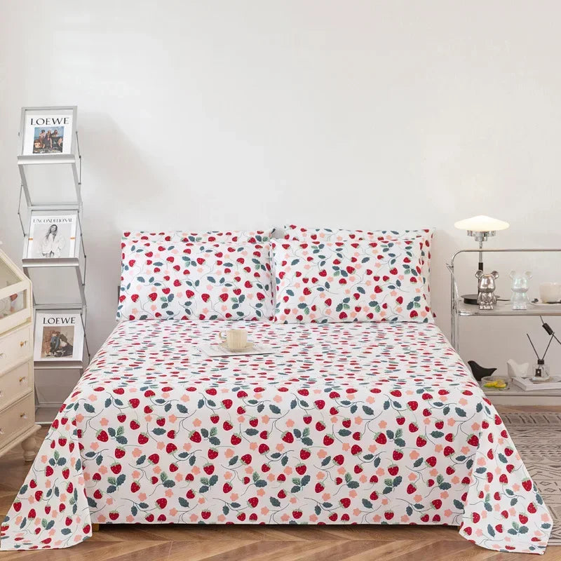 Soft 100% Cotton Coarse Cloth Bed Sheet Thick Sleep Naked Single Double Bedsheet Comfortable Durable Breathable Bed Sheets Queen