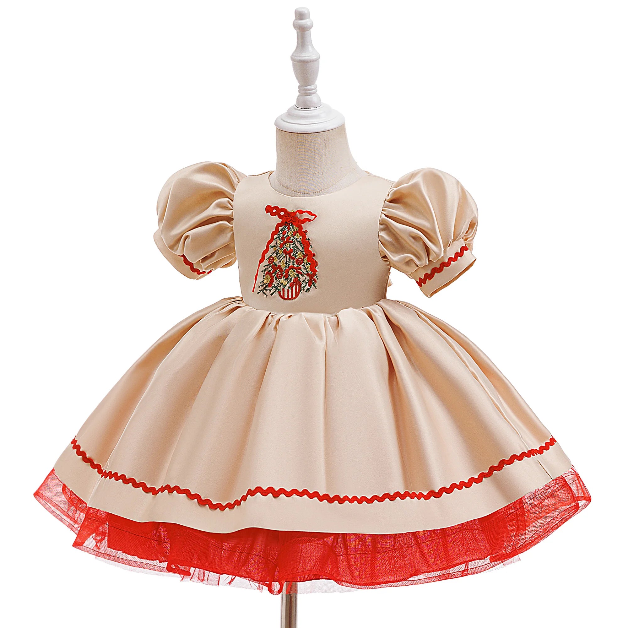 Infants Christmas Tree Party Baby Girls Dress Christmas Costume Elegant Bow 1st Birthday Princess Dresses Baby Wedding Prom Gown
