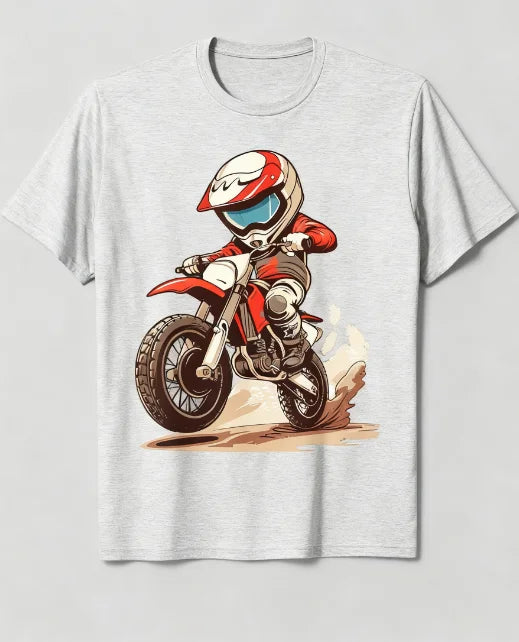 Boys Fashion Trends Bottom Shirts Boys Girls Muddy Track Motorcycle T-shirts See-through Casual Comfortable Boys Girls Best Gift