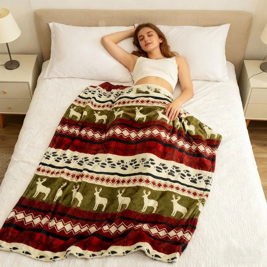 Christmas Blanket Soft Fleece Warm Home Decor Winter Flannel Blanket Christmas Decorations for Women Wife Sofa Bed Living Room