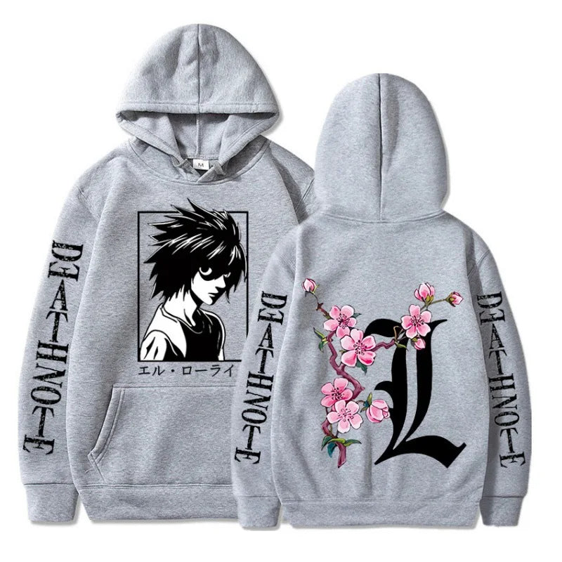 Men's street sweatshirt Death Note L print anime hoodie plus velvet men and women autumn and winter comfortable sweatshirt