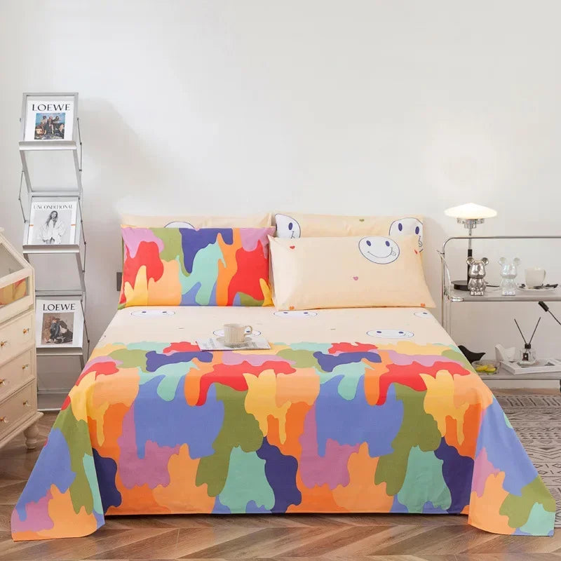 Soft 100% Cotton Coarse Cloth Bed Sheet Thick Sleep Naked Single Double Bedsheet Comfortable Durable Breathable Bed Sheets Queen