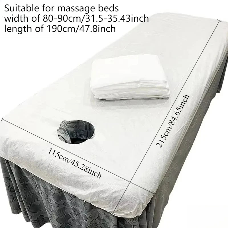 20PCS Disposable Bed Cover for Beauty Salon Open Hole Spa Massage Soft Bed Sheets Non-woven Fabric Breathable Elastic Bedspread