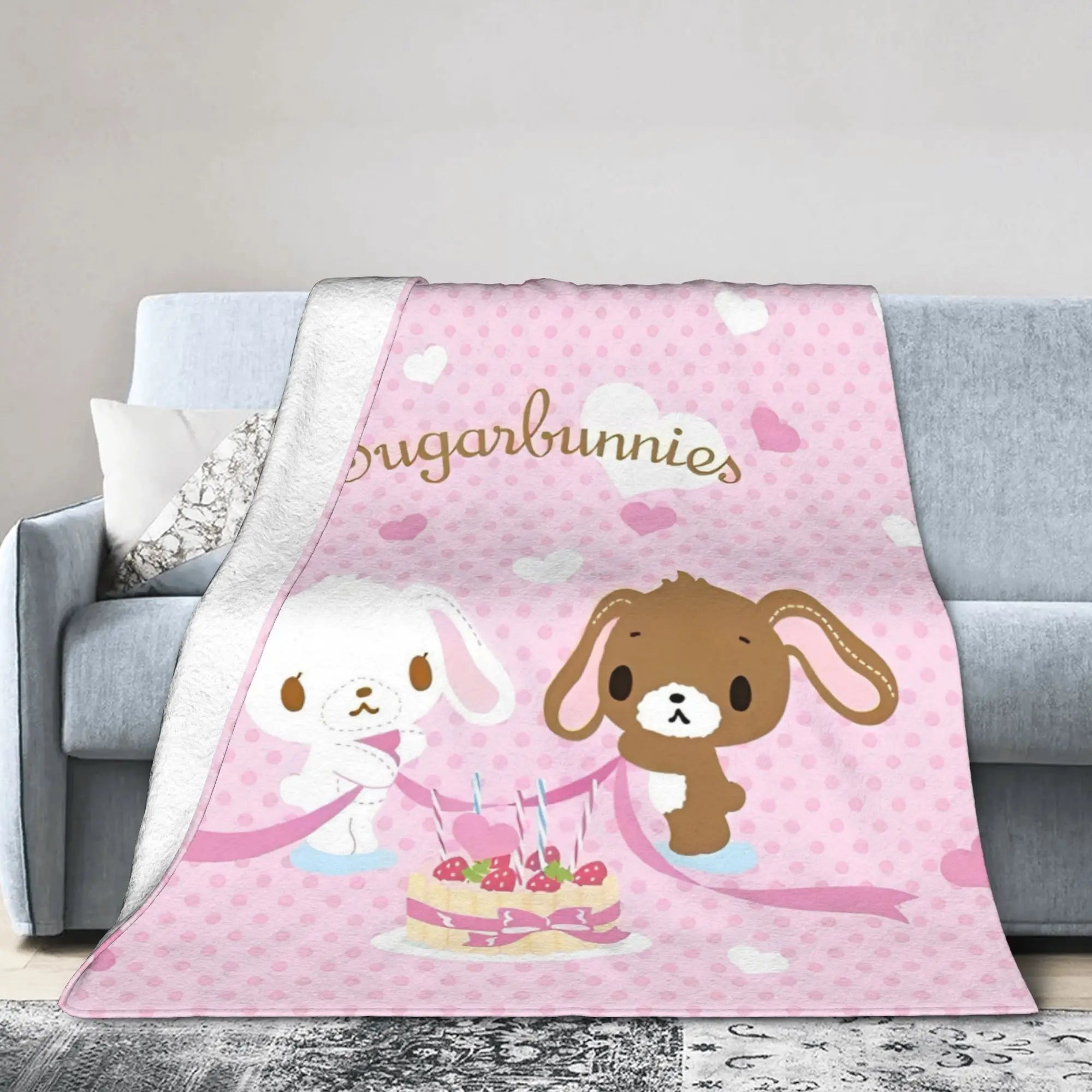 Cartoon Sugarbunnies Blanket  Fleece Awesome Soft Throw Blankets for Bedspread  Winter
