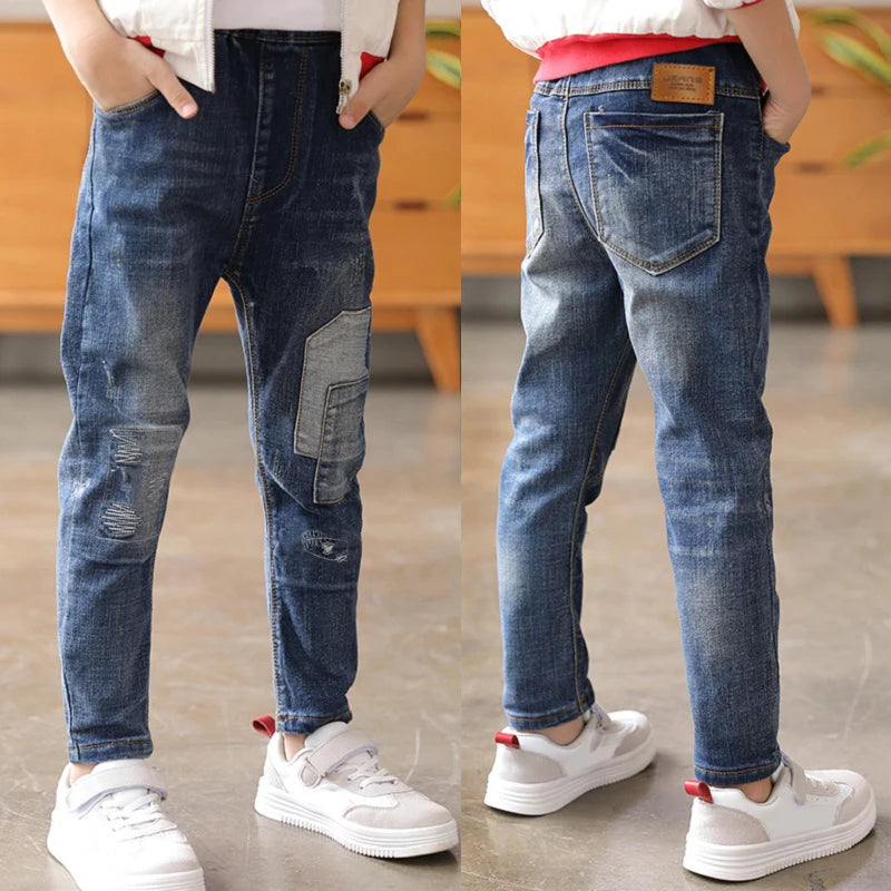 IENENS Boy Girls Trousers Skinny Jeans Elastic Waist Pants 4-13 Years Kids Boys Denim Clothing Clothes Sports Bottoms
