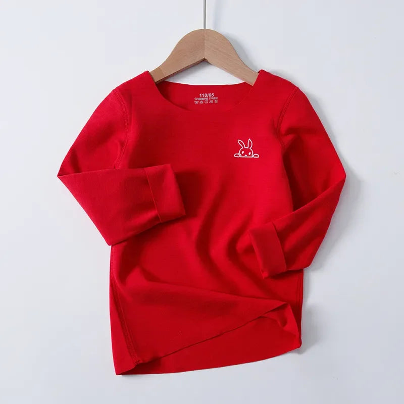 Children's T-shirt Winter Fleece Warm Long Sleeve Underwear for Boys Soft Cozy Home Girls Tops 13 14 15 Years Teens Kids Clothes