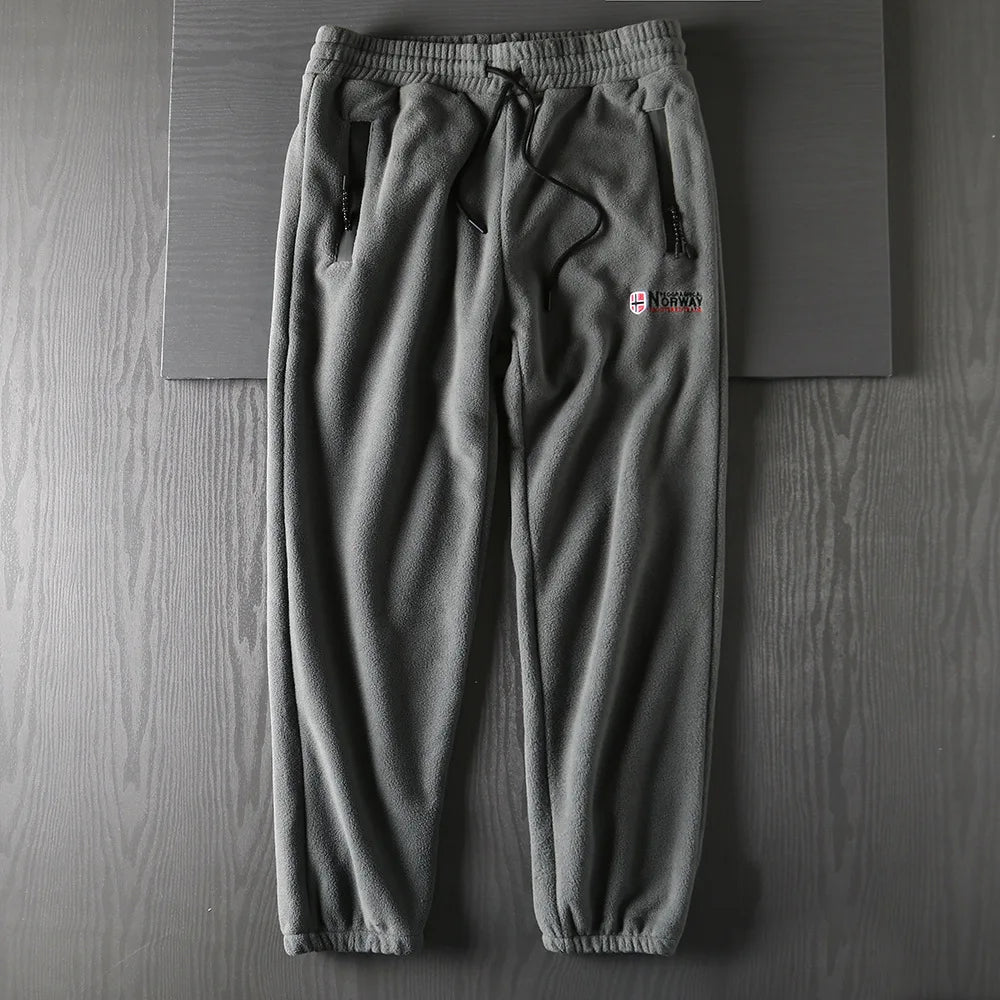 New Winter Casual Thickened Fleece Warm Sweatpants Men Outdoor Elastic Waist Norway Sport Joggers Pants Loose Male Trousers
