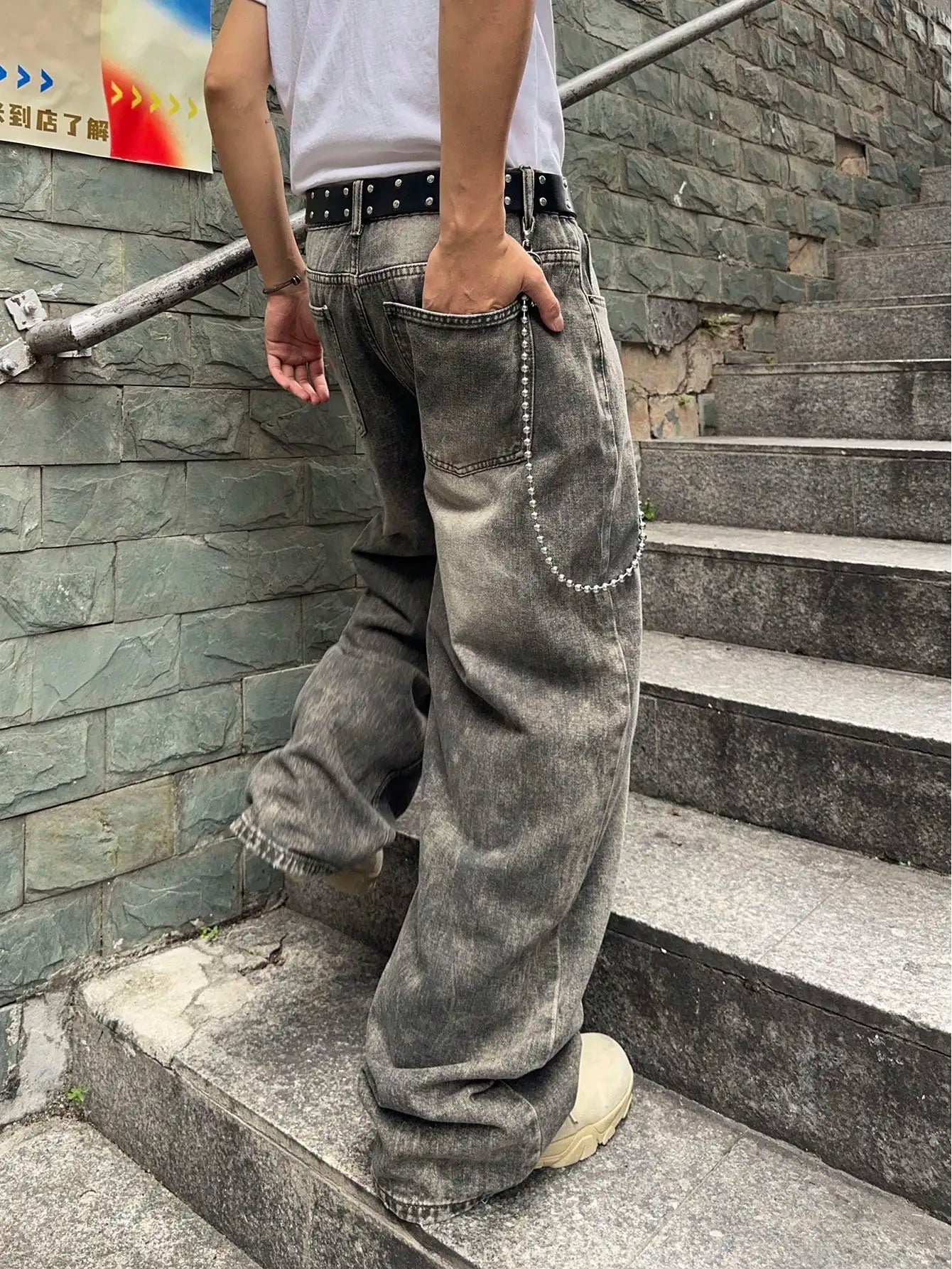 Vintage Men y2k Stretchy Baggy Denim Jeans For Men Fashion Casual pants Streetwear Denim Hip Hop Wide-Leg Straight Trousers
