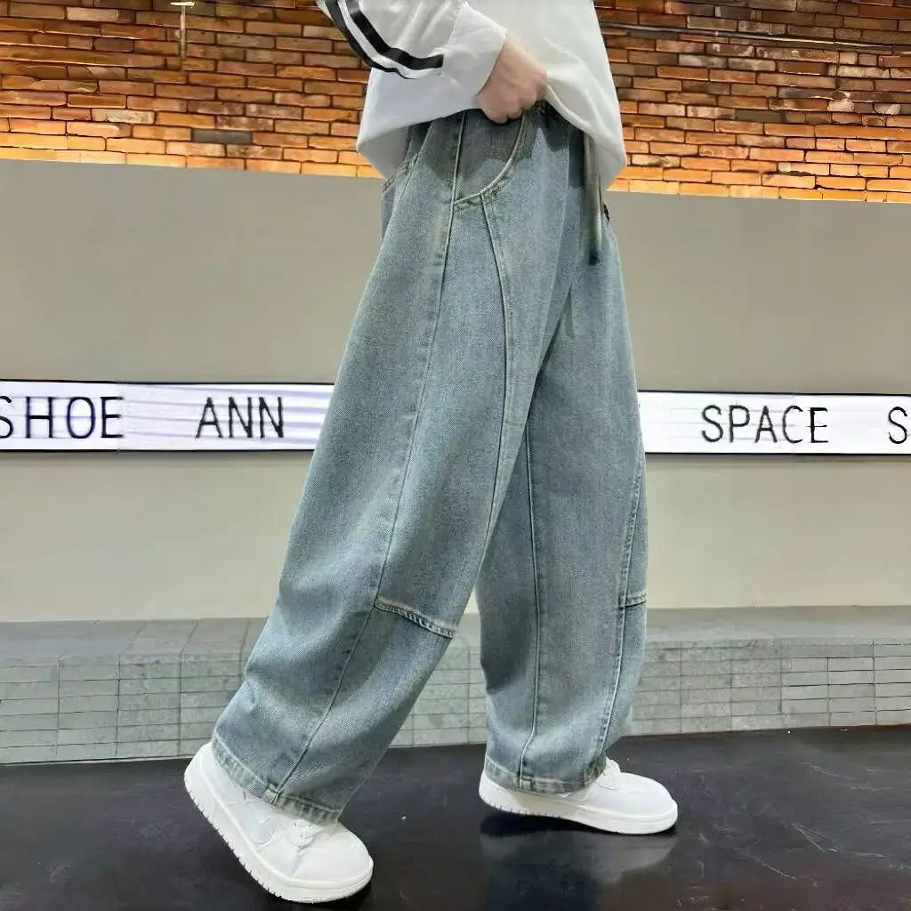 2025 New Boys' Loose Fit Jeans Spring Autumn Casual Long Pants for Tween Boys, Stylish Comfortable Denim Pants