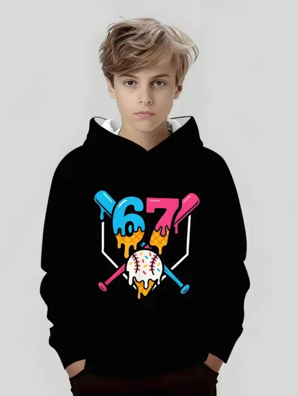 Fun Six Seven 6 7 Meme Design Hoodie for Kids Chaotic Humor Y2k Game Saying Tee Novelty Gift Boys Top Fashion Children's Clothes