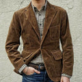 European and American Popular Spring Autumn Comfortable Simple Corduroy Single Breasted Suit Jacket Men's Casual Loose Jacket