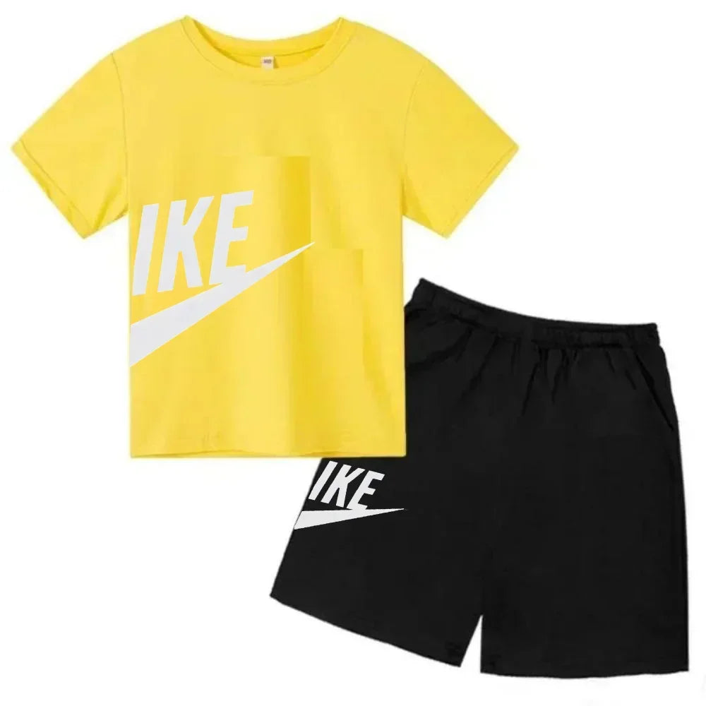 Children's Clothing Kids & Teen T-Shirt Set Summer Top + Shorts 2 Piece Set Short Sleeve Casual Fashion Boys Girls Kids Set