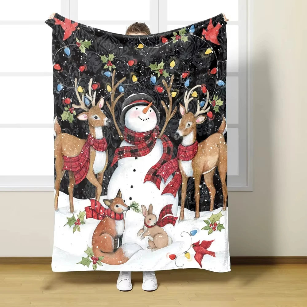 Warm Christmas Winter Flannel Blanket | Bedding Bedspread, Sofa Throw & Knee Blanket | Perfect Christmas Decor & Gift