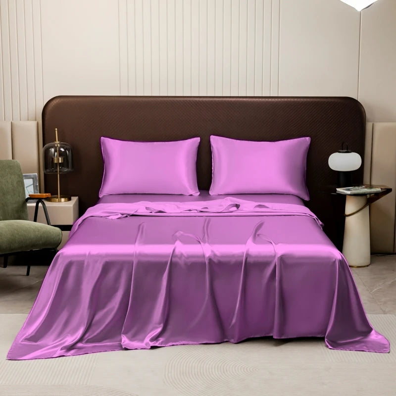 Pure Color Satin Feel Flat Bed Sheet Soft Skin-friendly High-end 4 Seasons Universal 230x230cm Sheet Bed Cover No Pillowcases
