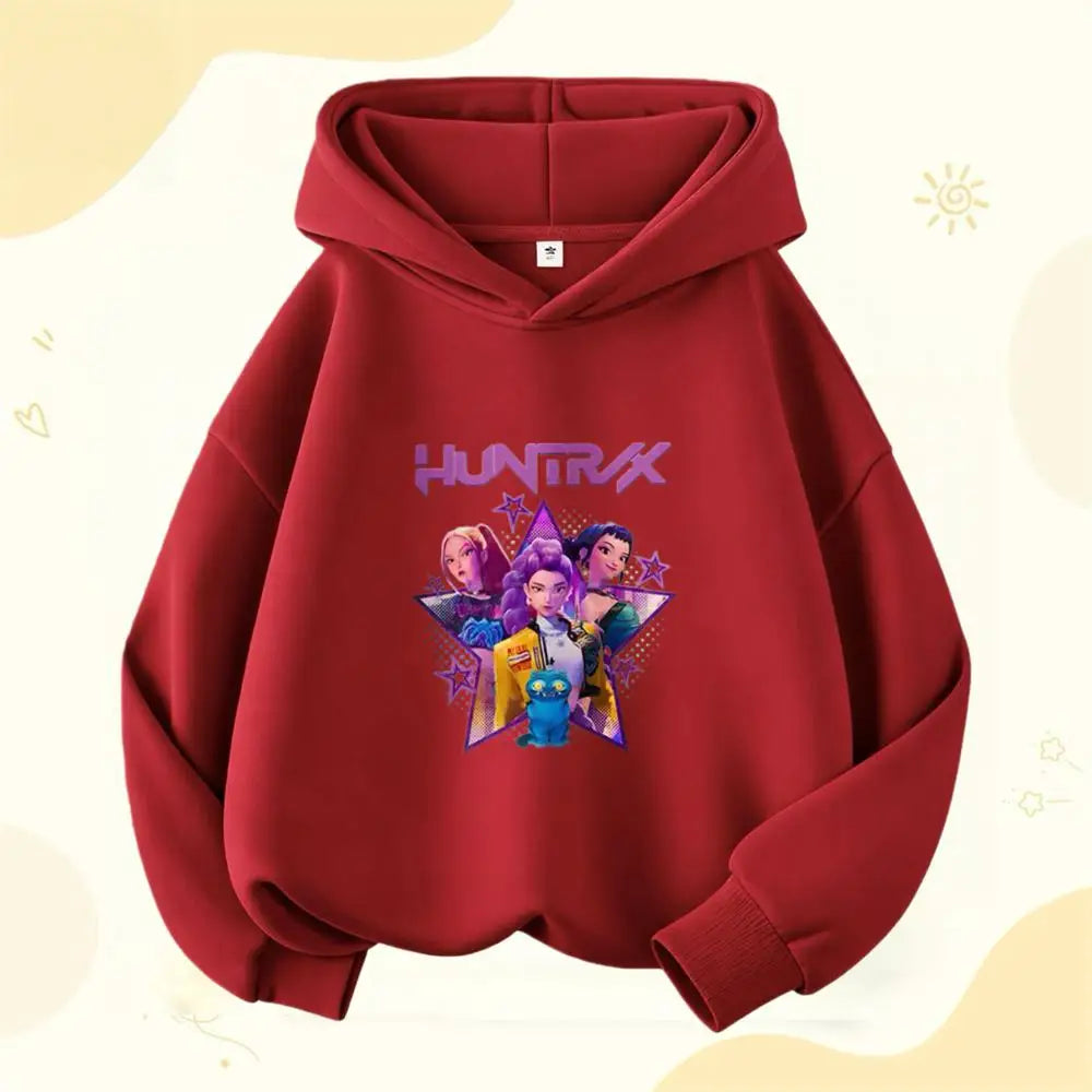 Cartoon Hooded Tops For Girls Child New Fashion Casual Clothing Lovely Simple Hoodies Long Sleeve Popular Spring Autumn Wear