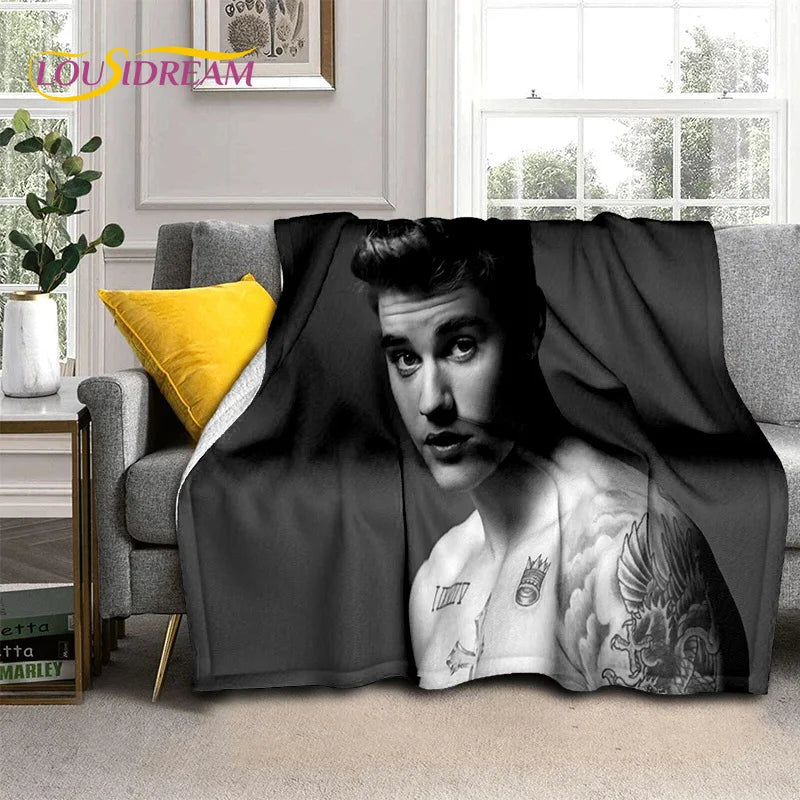 Popular Singer Justin Bieber JBiebs Blanket,Soft Throw Blanket for Home Bedroom Bed Sofa Picnic Travel Office Cover Blanket Kids