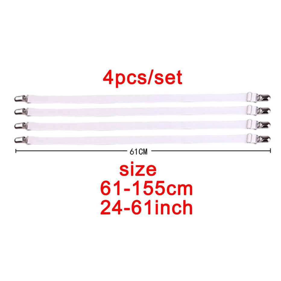 4pcs/set Elastic Bed Sheet Strip Fastener Bed Sheet Grippers Belt Adjustable Mattress Cover Blankets Holder Bed Sheet Set