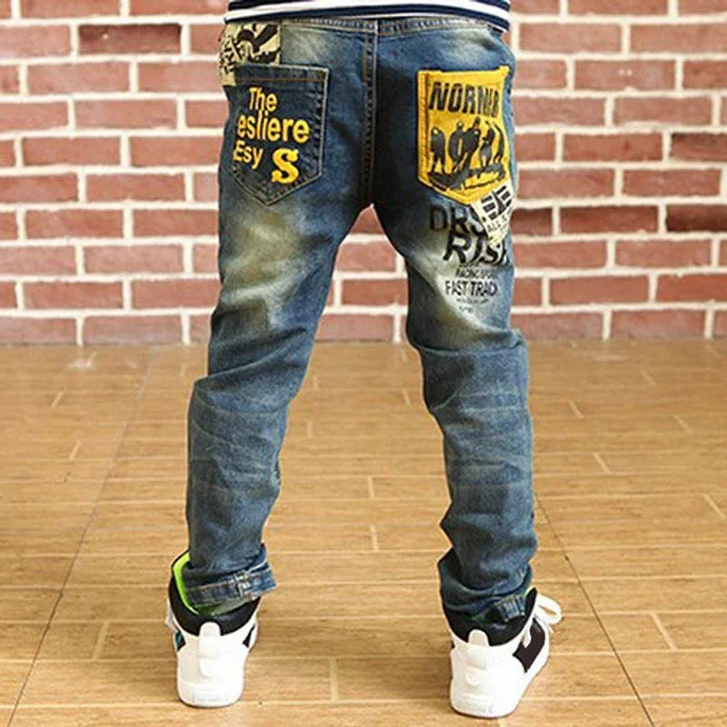 Boy Girls Trousers Skinny Jeans Elastic Waist Pants 4-13 Years Kids Boys Denim Clothing Clothes Sports Bottoms