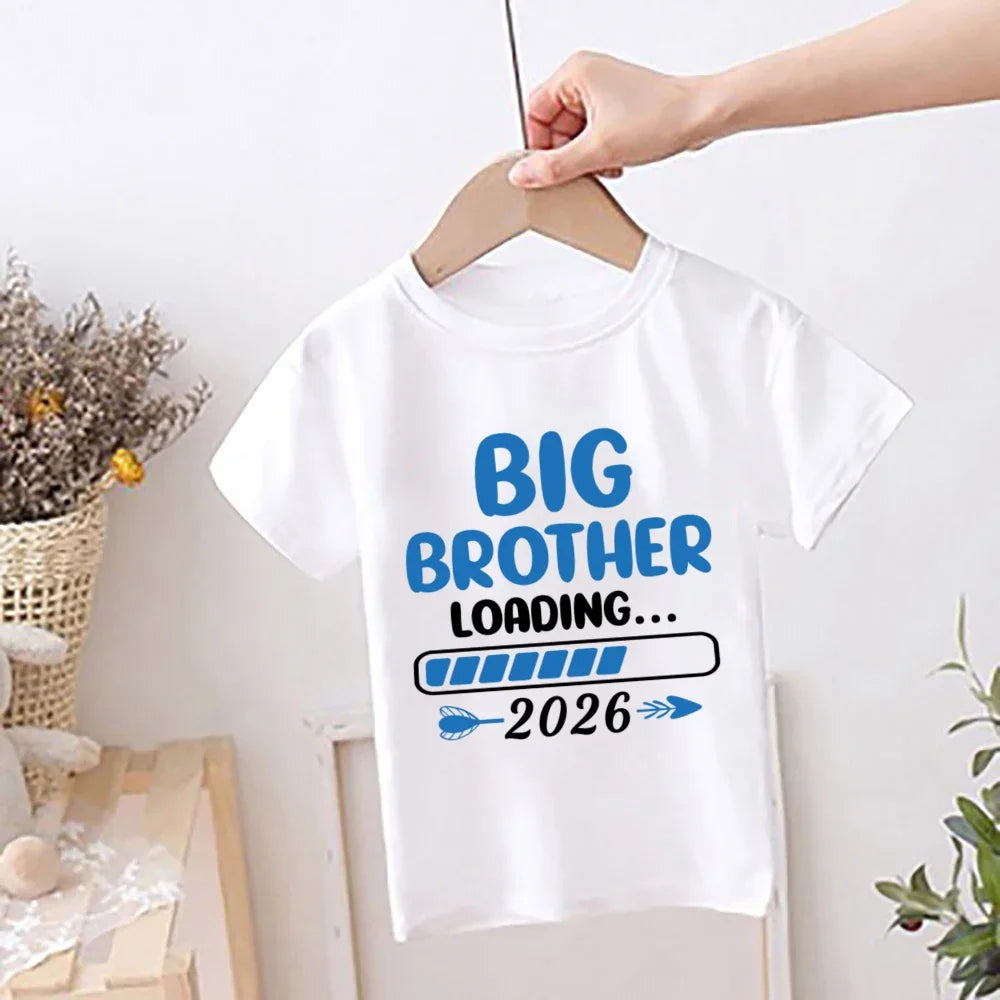 Big Brother Est 2026 Print Kids Shirts New Baby Announcement Clothes Big Brother T-shirt Baby Reveal Party Outfit Child Tee Tops