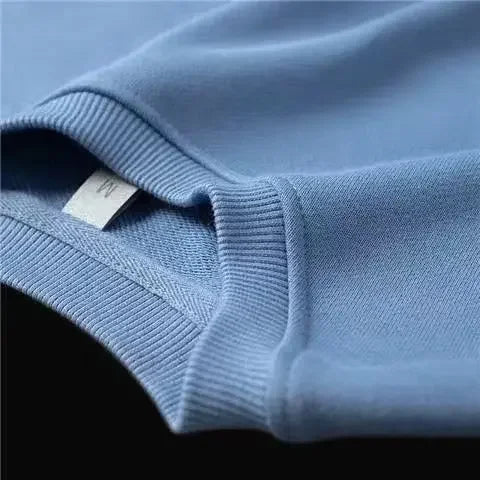 Autumn Heavyweight Cotton Round Neck Sweater Solid Loose Simple Sports Harajuku Top for Men and Women Pullover