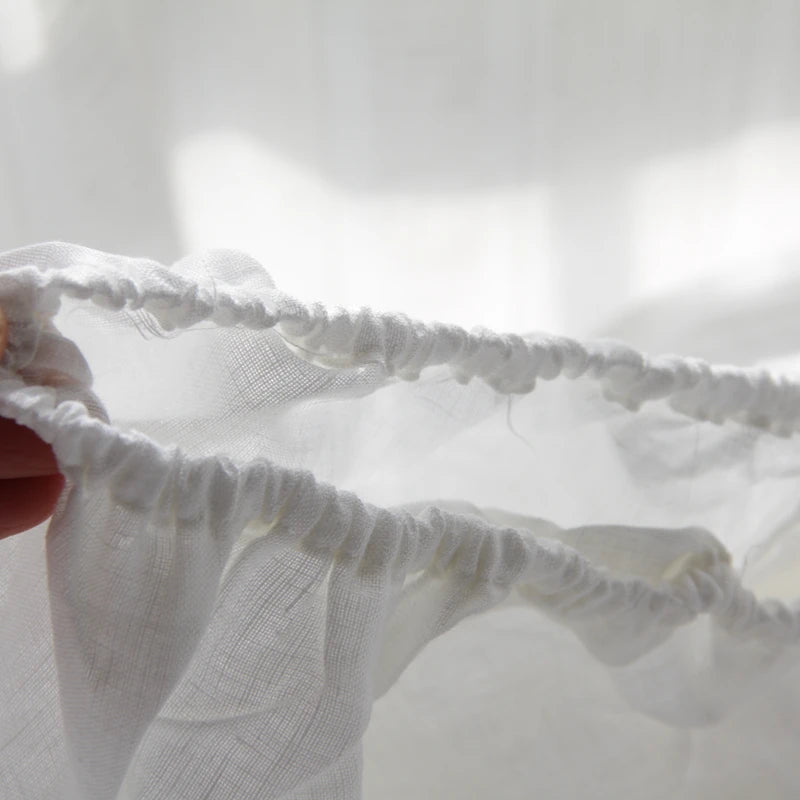 100% Linen Fitted Bed Sheet with Elastic Band Solid Color Anti-slip Adjustable Mattress Cover for Single Double King Queen Bed