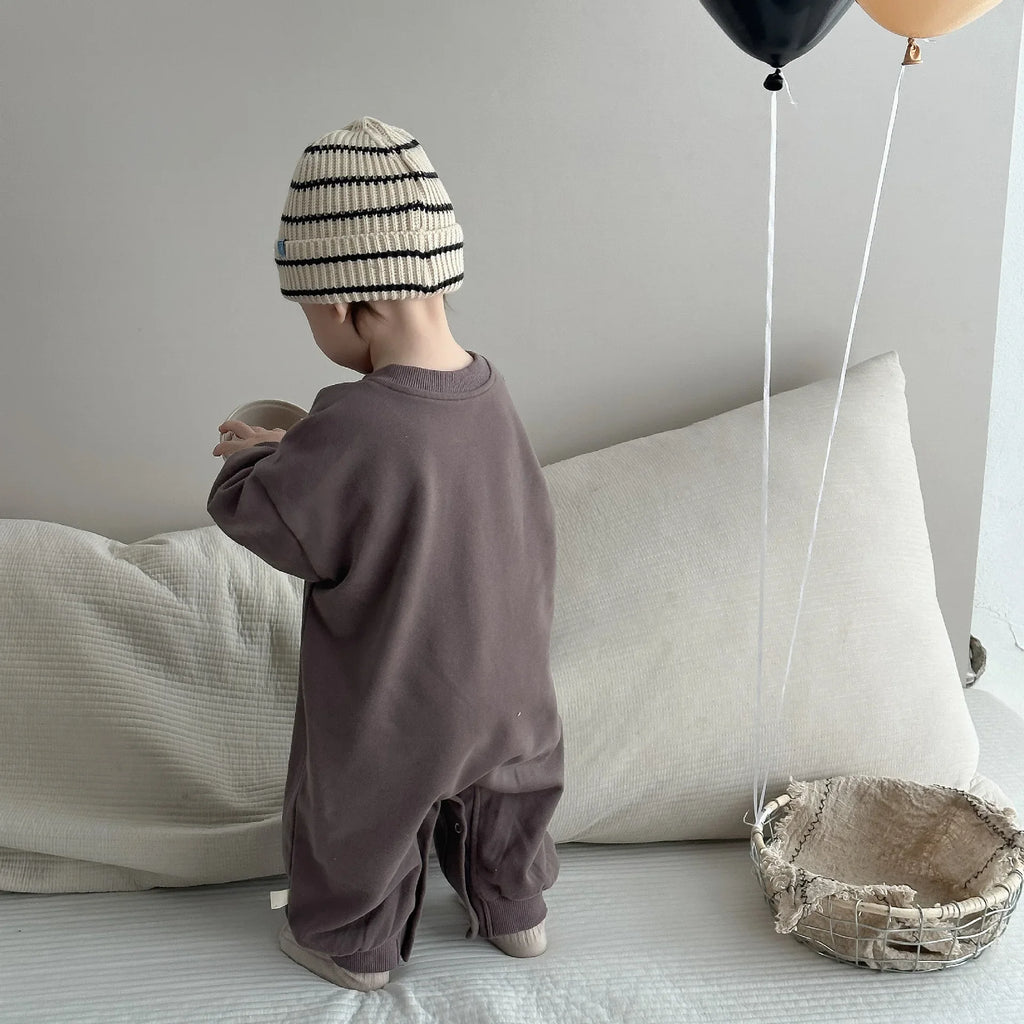 2025 Autumn New Baby Casual Romper Newborn Toddler Boy Long Sleeve Letter Print Jumpsuit Cotton Loose Infant Clothes 0-24M