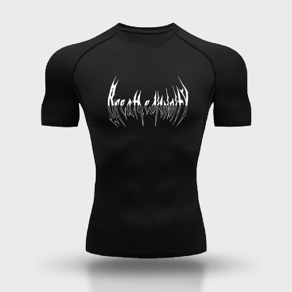 Graphic Short Sleeve Compression Shirt for Men Summer Athletic Quick Dry Tshirt Gym Workout Running Tees Tops Sporty Baselayers