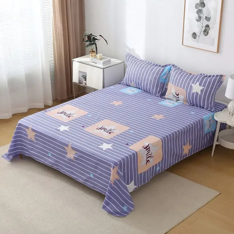 ‌Bohemian Bed Sheet Set - 400TC Mediterranean-Style Cotton with Fade-Resistant Dye for Dorm Essentials