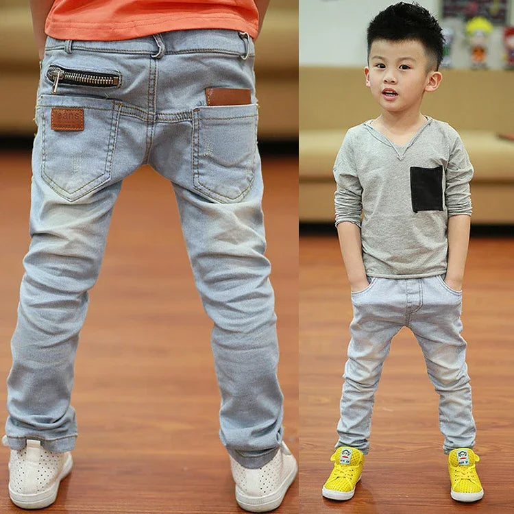 Kids Pants Big Boys Stretch Joker Jeans 2022 Spring Children Pencil Leggings Autumn Denim Clothes For 2 to 14 Years Male Child