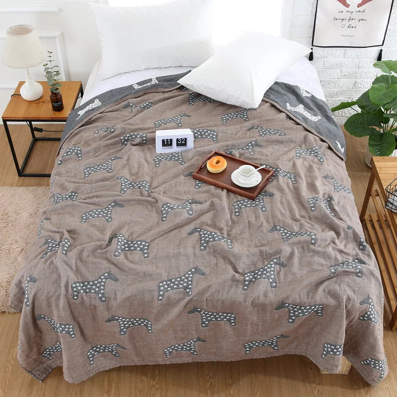 Summer Blankets 4 Layers Muslin Cotton Bedspread Blanket 150x200cm 200x230cm Soft Office Home Bedding Sleeping Quilt Blanket 이불