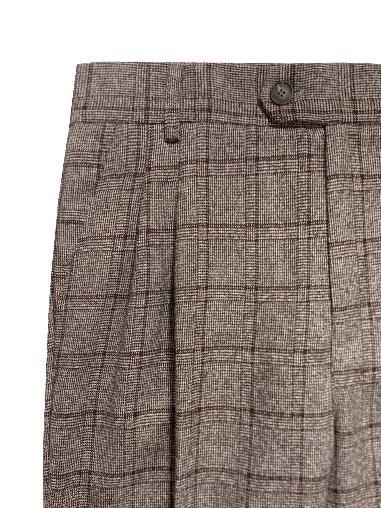 Men's Elegant Neapolitan Woolen Trousers Autumn Winter New Style Slim Fit High Waist Straight Leg Dress Pants with Checkered But