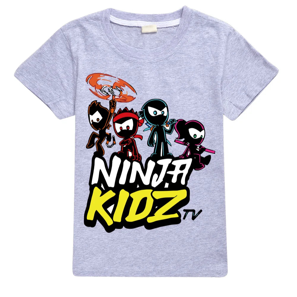 NINJA KIDZ Kids Clothes Summer Boys Fashion Short Sleeve T-Shirt Boys Graphic Tee Baby Girls Tops Children Pullover Hot Selling